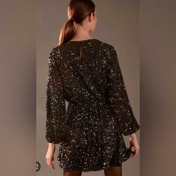 Anthropologie x Sunday In Brooklyn Balloon Sleeve Sequin Mini Dress - Picture 2 of 10